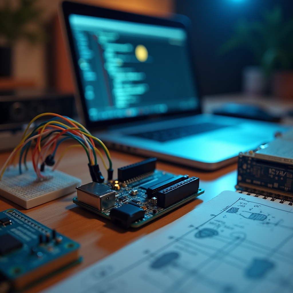 Projekt z mikrokontrolerem Arduino na biurku entuzjasty