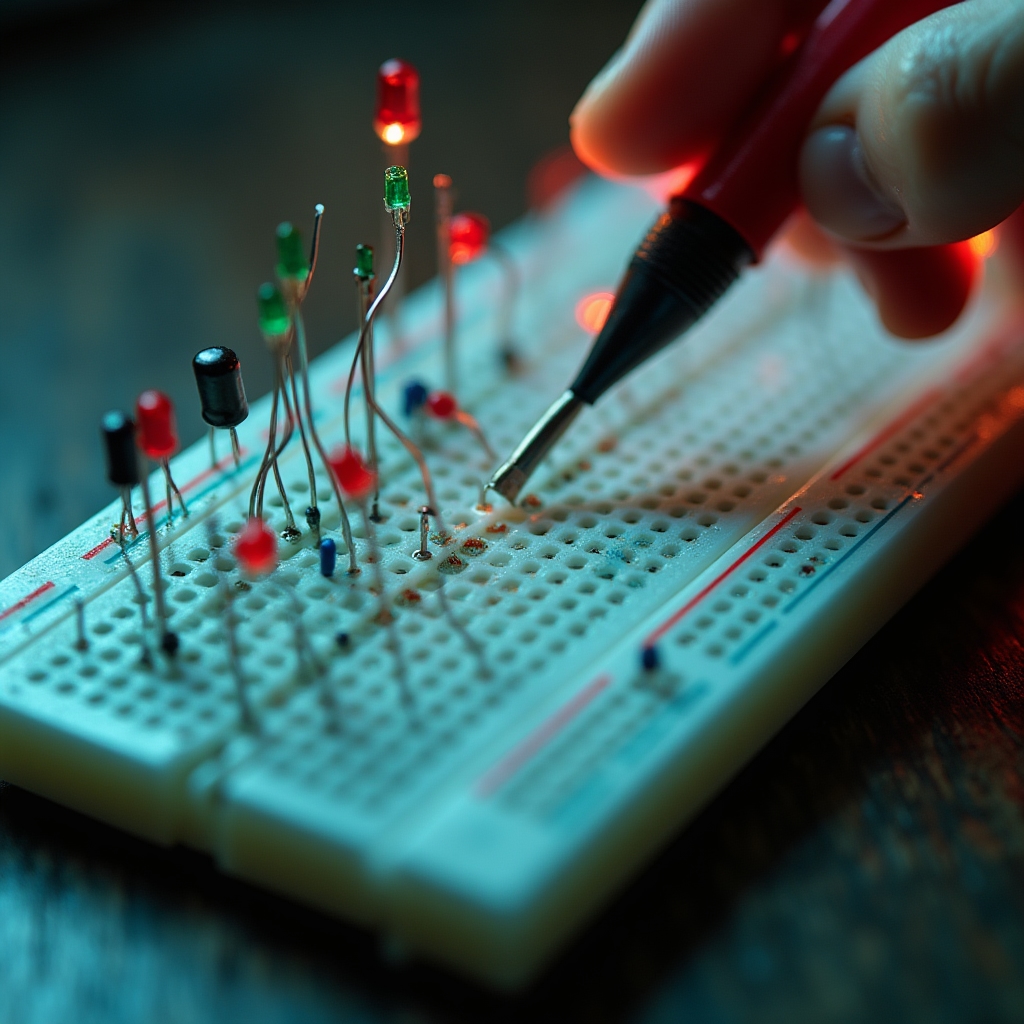 Płytka stykowa z komponentami elektronicznymi