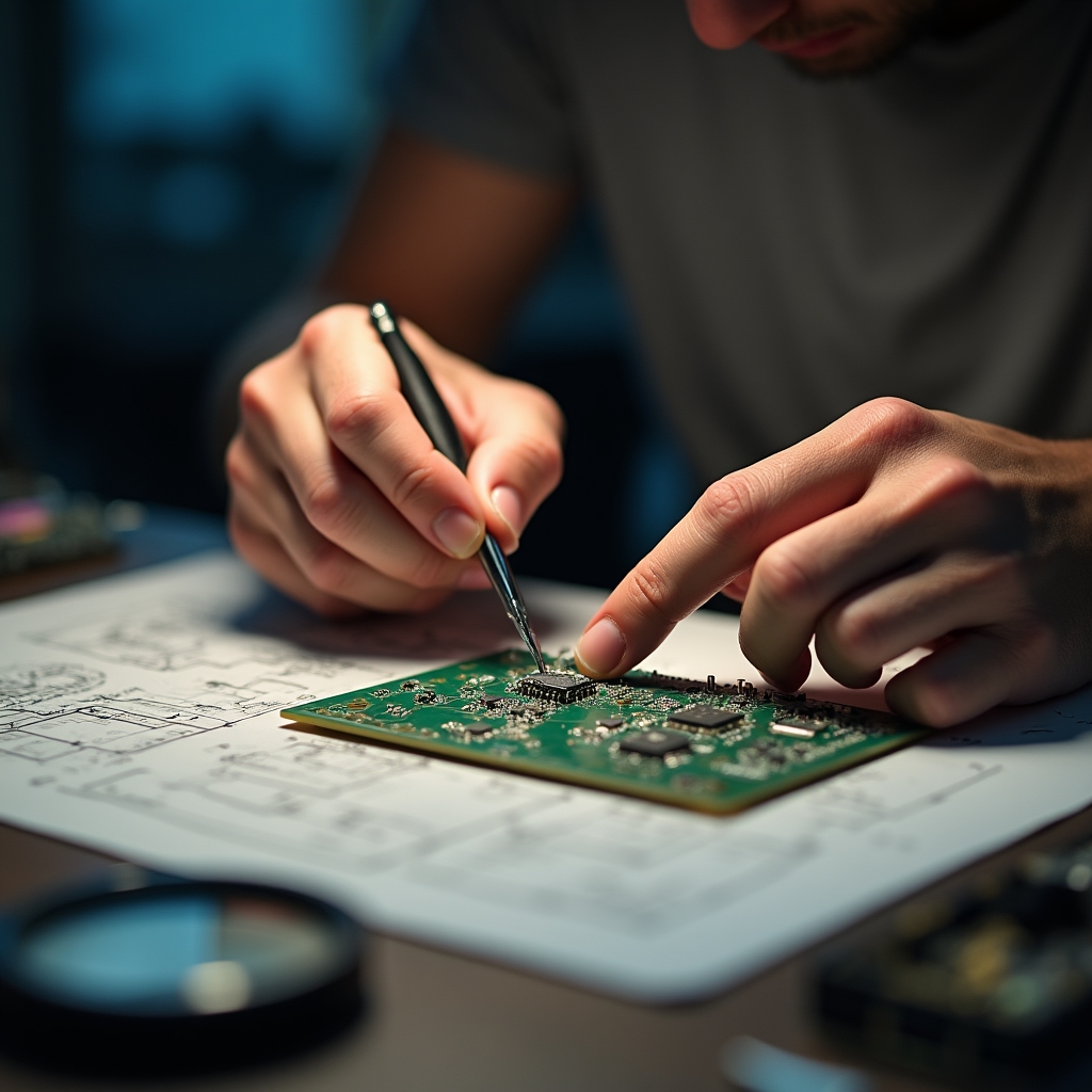 Ręce składające własnoręcznie zbudowany gadżet elektroniczny